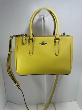 Coach Mini Surrey Carryall Yellow Crossgrain Leather Satchel Crossbody F44962